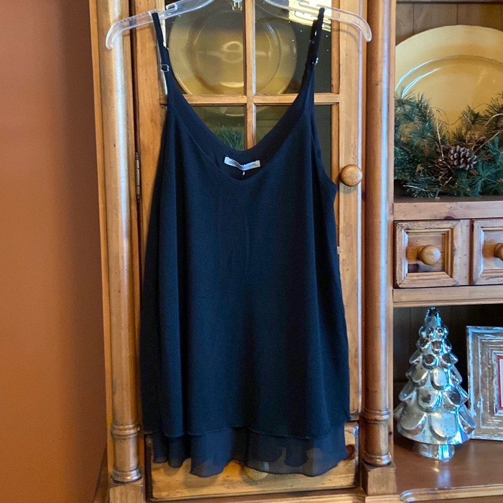 Arianna Layered Tank Top Size L/XL Black